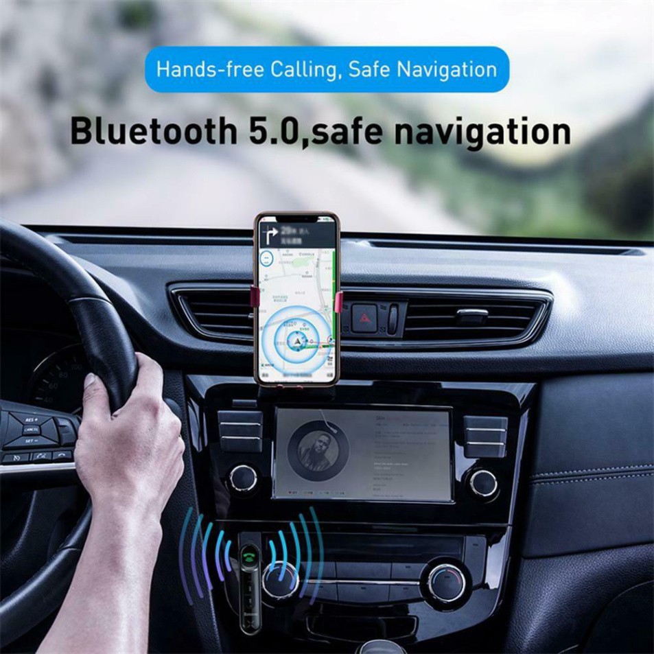 Bộ thu phát tín hiệu Bluetooth Baseus qua cổng AUX , hỗ trợ đàm thoại rảnh tay,nghe nhạc cho loa trên ô tô ,dàn loa