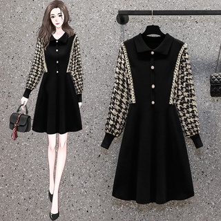 🌸hàng order🌸váy đầm bigsize váy len cổ sơ mi phối cúc ngọc viền tay sang chảnh nữ tính🌸hàng quảng châu