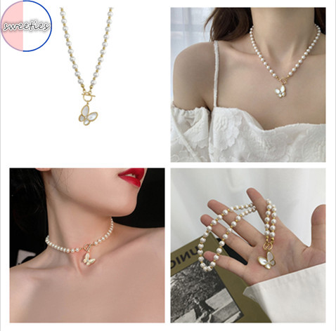 vòng cổ Hình Bướm Đính Ngọc Trai Sang Trọng Cho Nữ