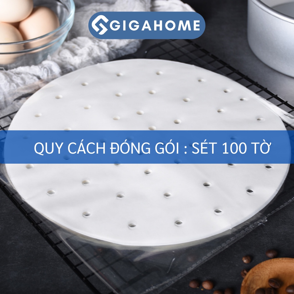 Combo 100 Tờ Giấy Nến Tròn Đục Lỗ Cho Xửng Hấp, Nồi Chiên Không Dầu 16.5cm GIGAHOME 10325