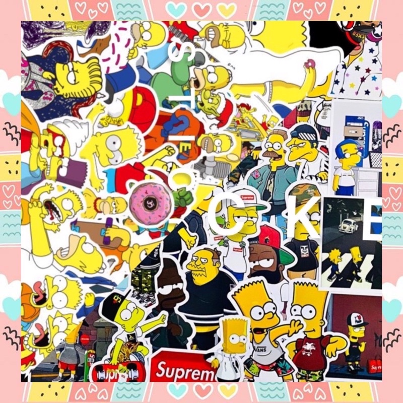 Sticker Gia đình Simpson dễ thương chống thấm nước dán xe, vali, laptop, mũ bảo hiểm, điện thoại...