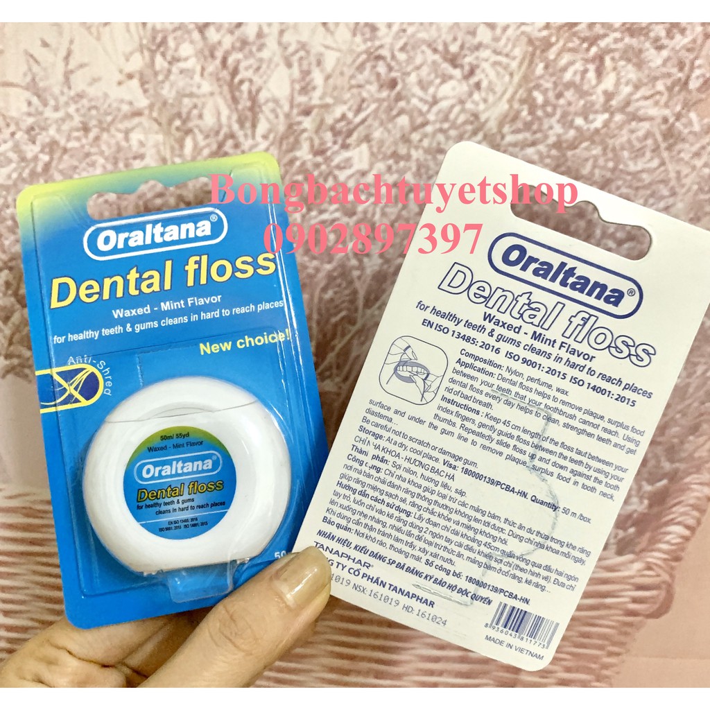 Chỉ nha khoa Oraltana 50m/ Cuộn - Chỉ nha khoa hương bạc hà Oraltana Dental Floss