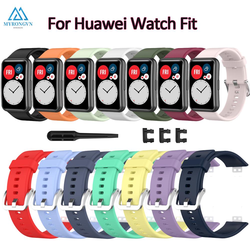 Dây Đeo Thay Thế Chất Liệu Silicon Màu Trơn Kiểu Dáng Thời Trang Cho Đồng Hồ Huawei Fit