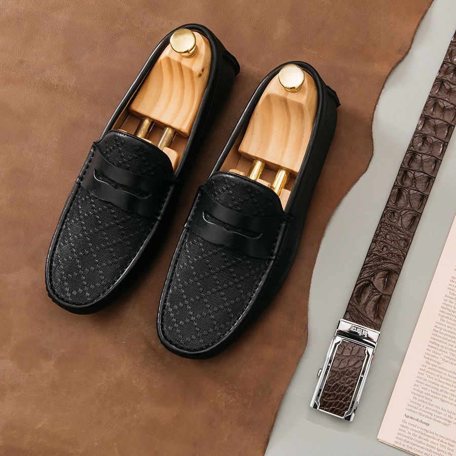 Giày Lười Nam LAFORCE Họa Tiết Kẻ Ca Rô GNLA12996-D Tặng Tất Nam Cao Cấp