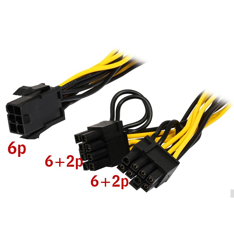 Cáp chia nguồn VGA 6pin ra 2x8Pin  cấp nguồn cho card VGA
