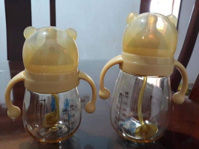 Bình sữa Gấu màu vàng 180ml-270ml ( chất nhựa pp nano bạc )