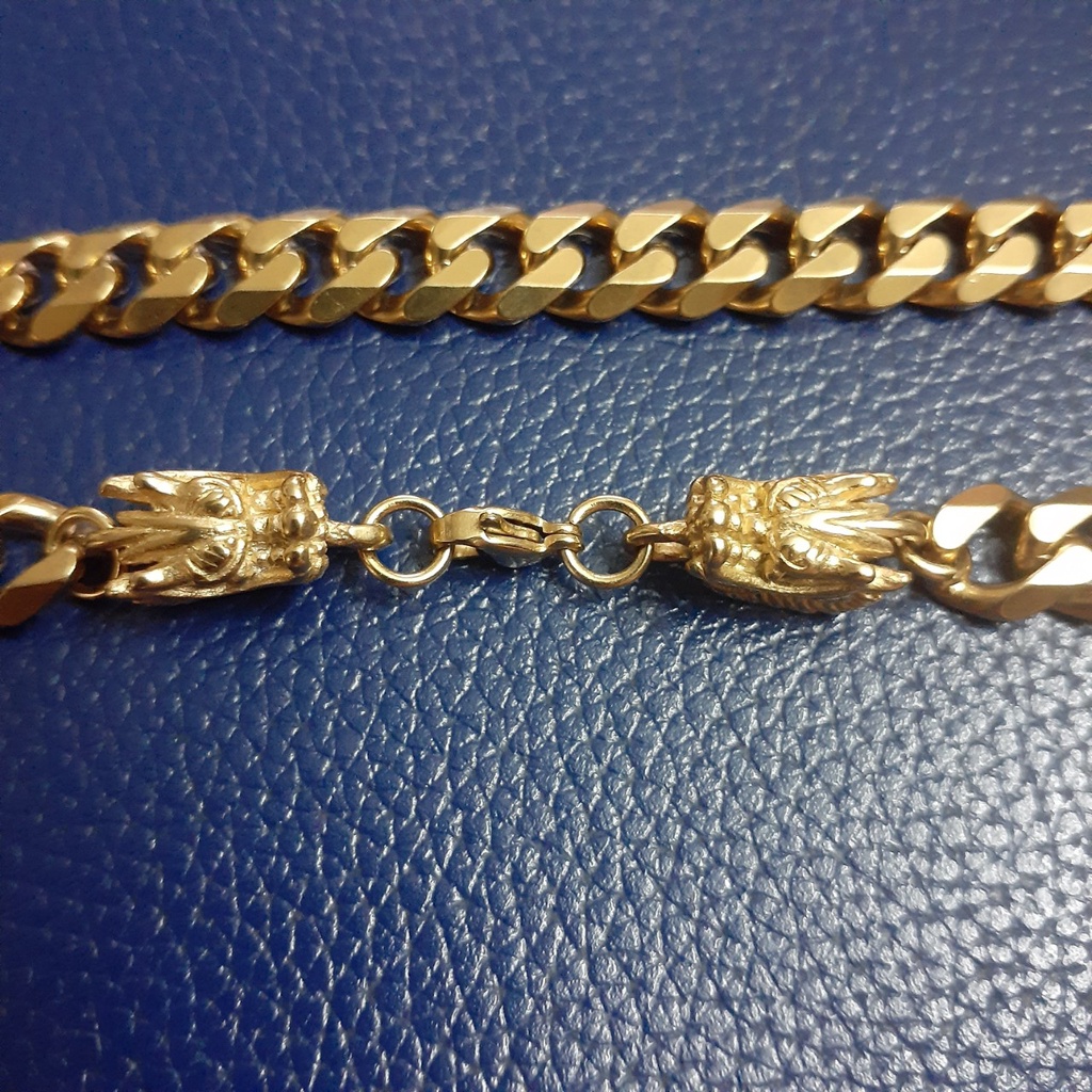 Dây chuyền nam inox kiểu lặc 9mm vát canh 2 đầu rồng siêu đẹp, bền màu - Thể hiện đẳng cấp phái mạnh