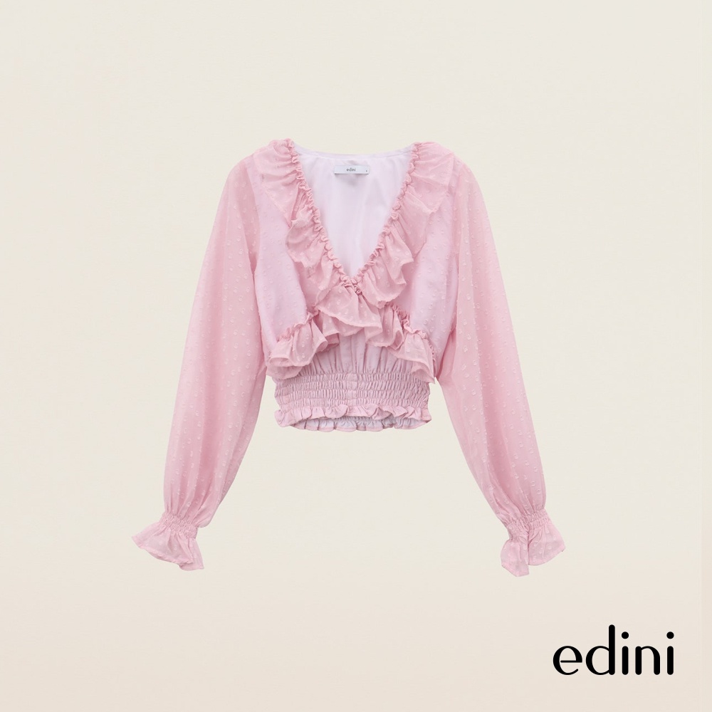 Áo tay dài cổ bèo cách điệu EDINI - A1314