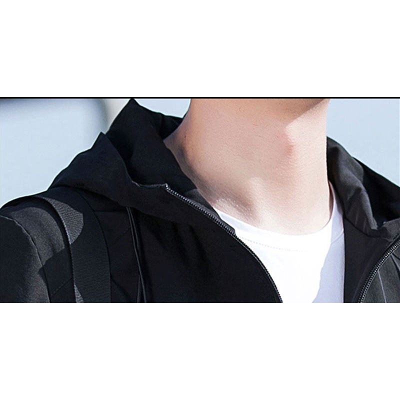 Áo Khoác Có Mũ Trùm Vải Mỏng Màu Trơn Giản Dị Thời Trang Dành Cho Nam