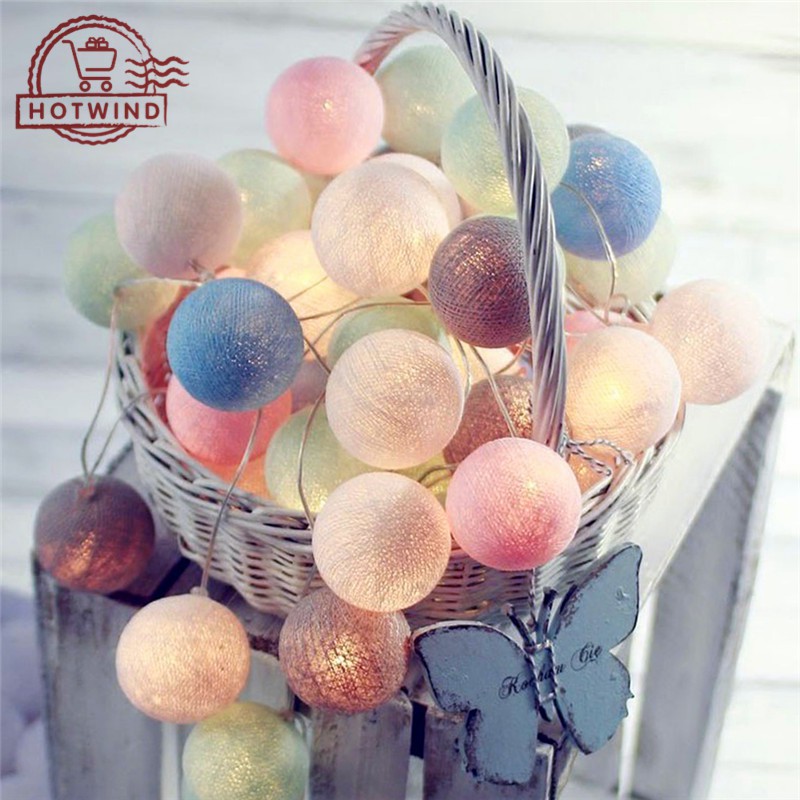 Dây đèn LED trang trí 20 quả bóng cầu mây 3m lung linh dành cho tiệc tùng Cho Giáng Sinh Halloween