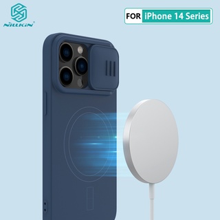 Ốp lưng iPhone 14 Pro Max NILLKIN Nam châm tích hợp Lỏng Silicone Trượt Bảo vệ Máy ảnh Ốp lưng cho iPhone 14 Plus Làm việc trên MagSafe