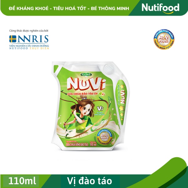 [Date mới] Sữa Nuvi túi 110ml ⚡NutiFood⚡Hương cam, hương dâu, hương đào táo, hương trái cây nhiệt đới,lắc ca cao