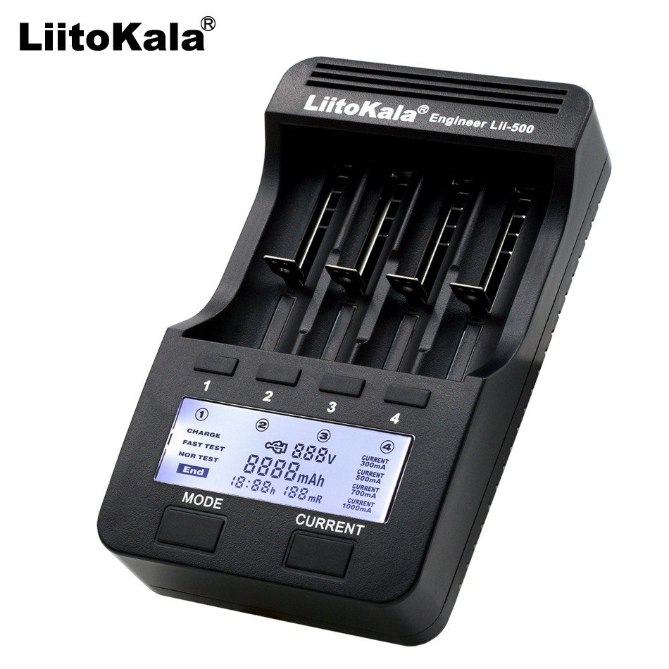 Sạc thông minh Liitokala Lii-500 LCD 3.7V 18650 18350 18500 16340 17500 26650 1.2V AA AAA  lithium Lii500 Lii 500