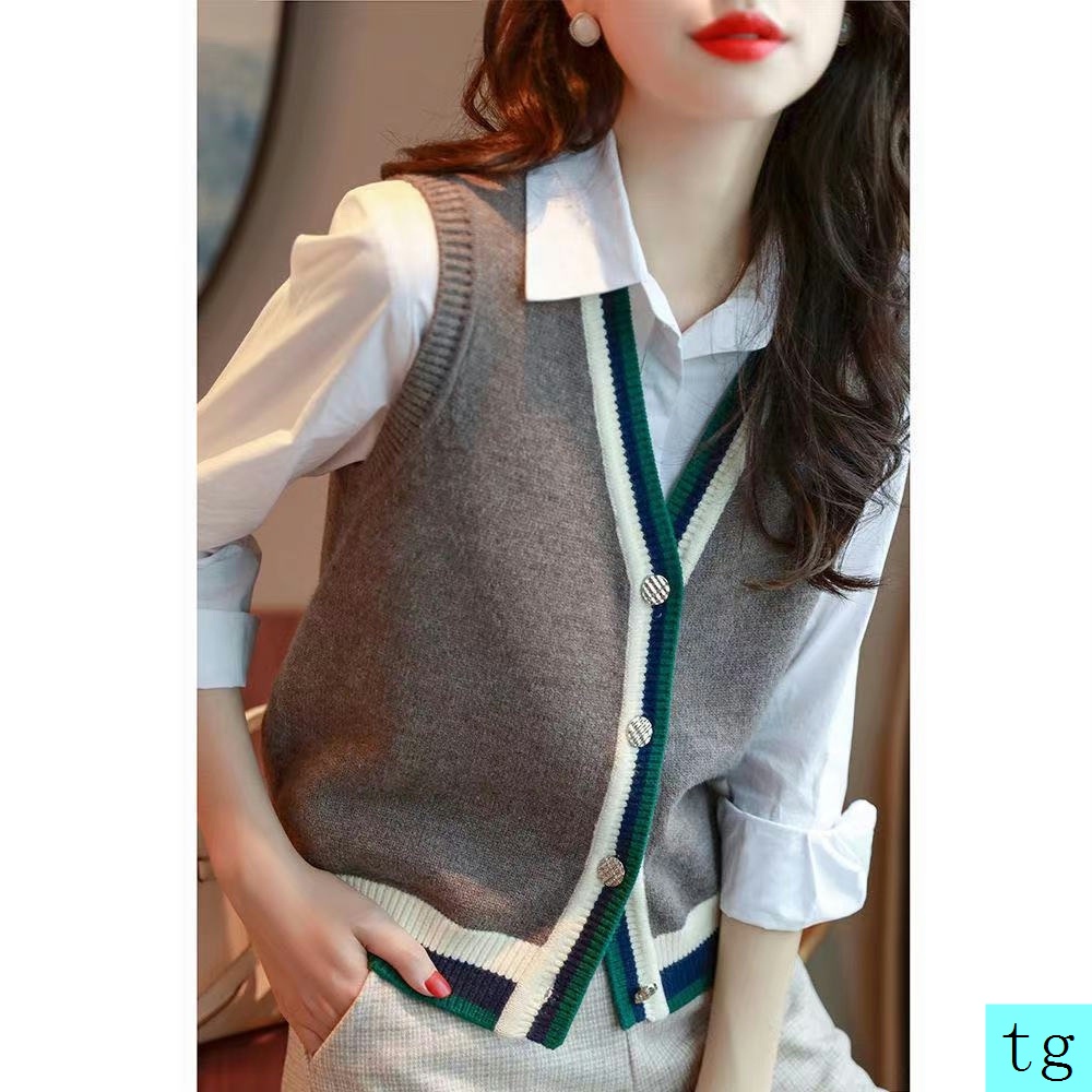 Áo khoác Cardigan dệt kim mỏng sát nách thời trang mùa thu cho nữ