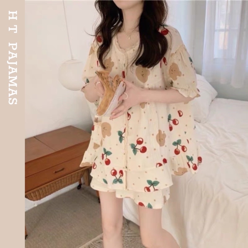 Order_Bộ Ngủ Công Chúa Ren Cherry Gấu