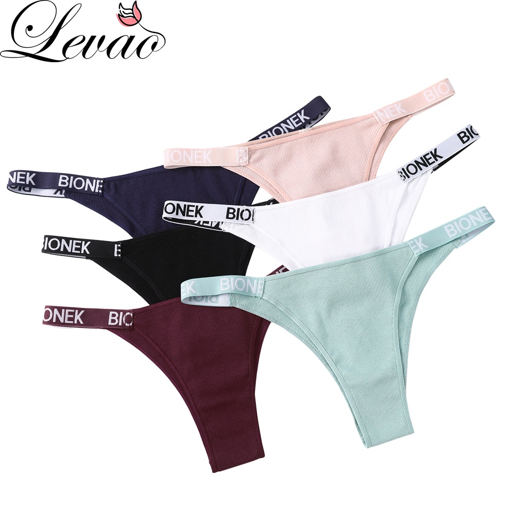 Quần lót LEVAO vải cotton lưng quần in chữ thời trang cho nữ
