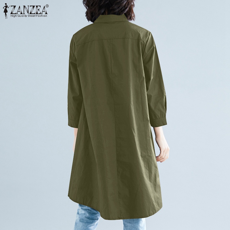 Zanzea Áo Sơ Mi Tay Lửng Thời Trang Dành Cho Nữ