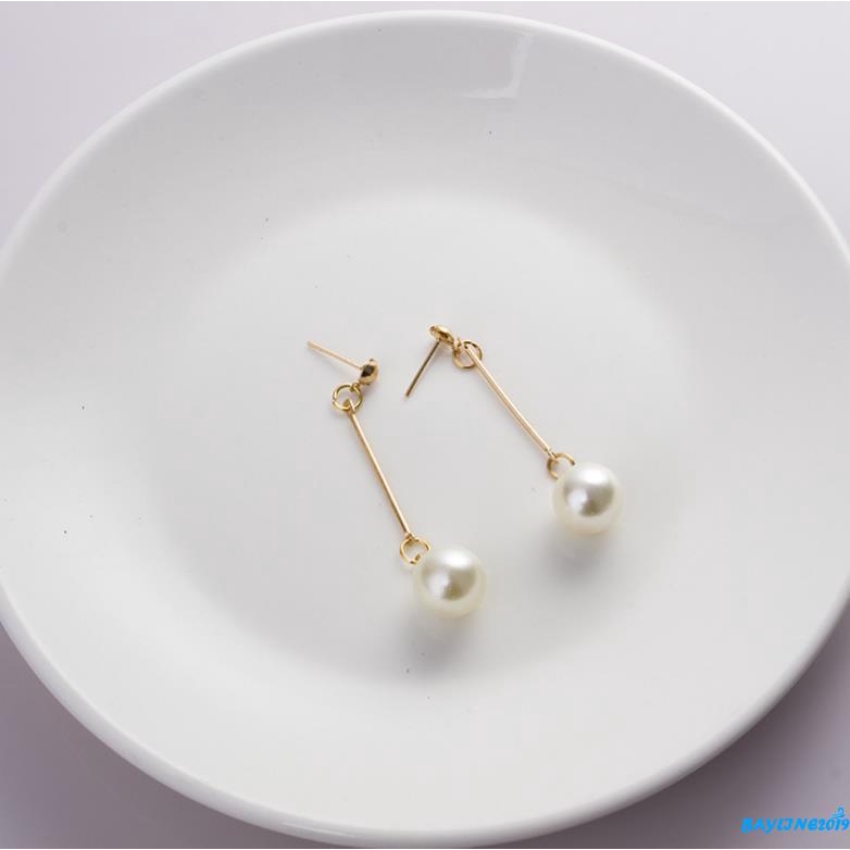 Khuyên tai dài đính hạt ngọc trai nhân tạo thời trang