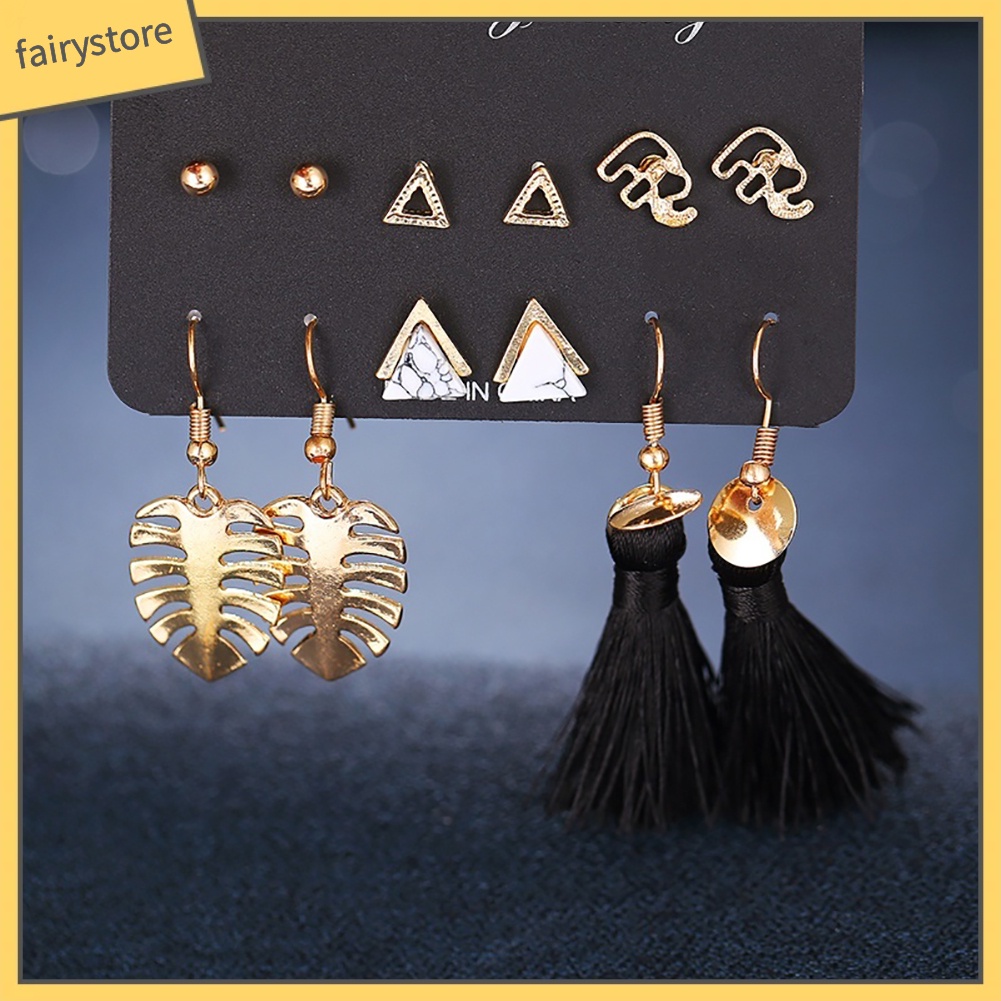 Set 6 Đôi Bông Tai Nhiều Kiểu Dáng Thời Trang Cho Nữ