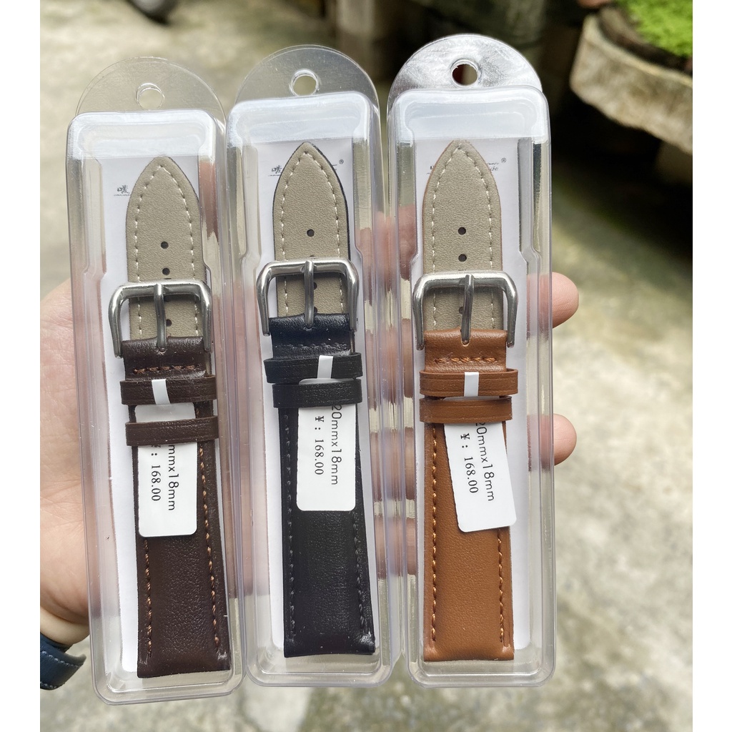 [HÀNG NHẬP] Dây Da Đồng Hồ Da Bò mặt cật  Mềm mại chống thấm nước BO-34 nhiều size 12 14 16 18 20 22 24mm