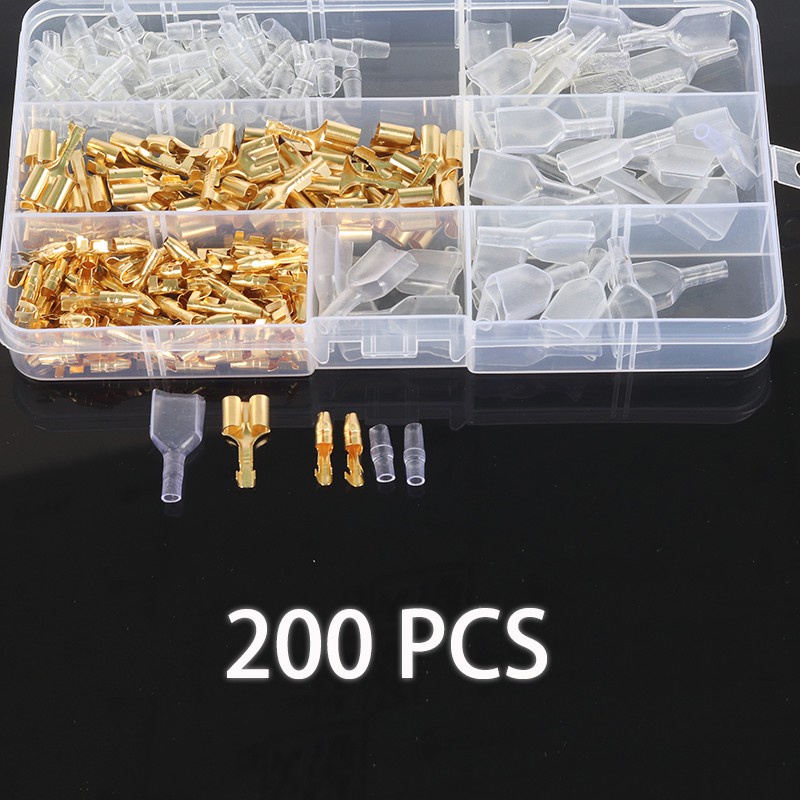 Set 10 / 200 Đầu Nối Dây Điện Đường Kính 4.0 4mm Male + Female 1: 2 Trong Suốt Cho Xe Hơi