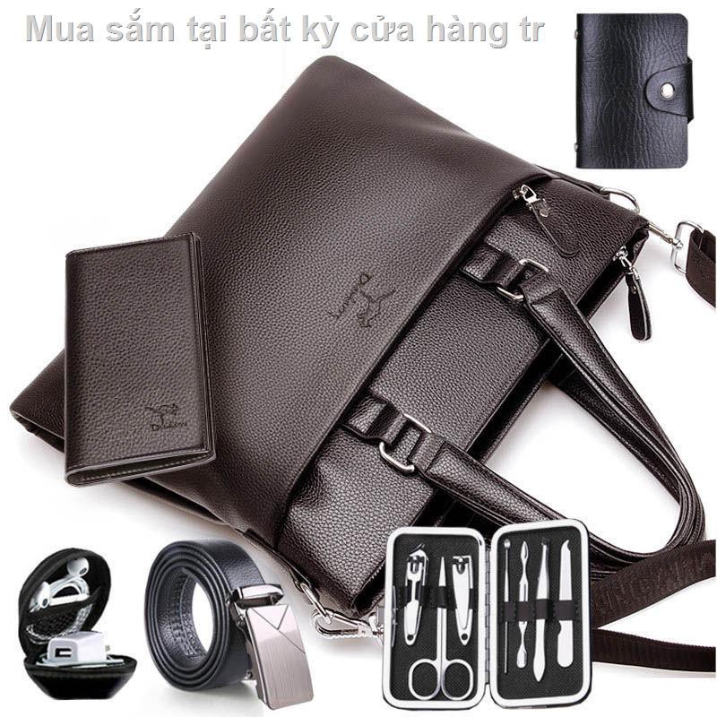 May mắn túi da kangaroo kết cấu nam cặp xách kinh doanh đeo vai thường | BigBuy360 - bigbuy360.vn