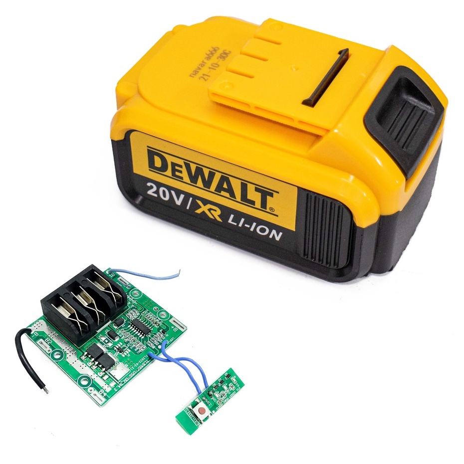 Vỏ pin, mạch bảo vệ dùng cho pin DeWalt 20v 10cell có đèn led báo pin