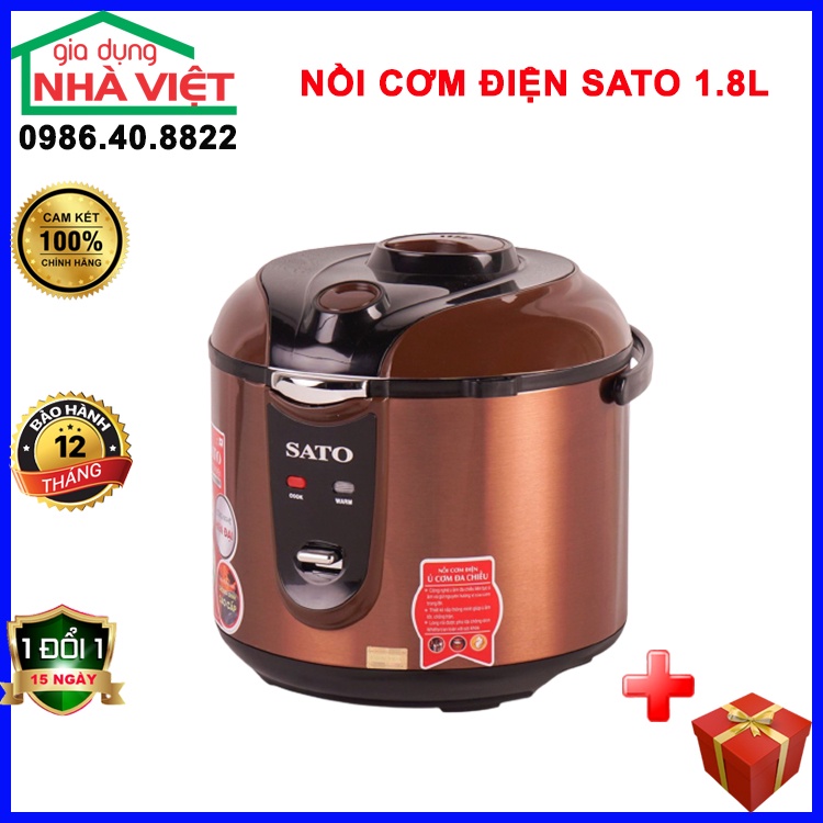 Nồi cơm điện, Nồi cơm điện tử SATO 18Q011 1.8L đa chức năng Nấu cơm, cháo, làm bánh, hầm, ủ ấm Bảo hành 12 tháng.