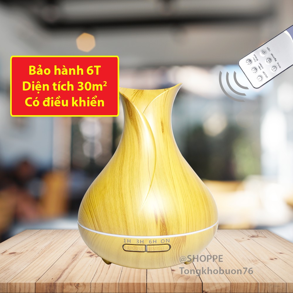 Combo Máy Khuếch Tán Tinh Dầu Tulip 550ml và 2 chai tinh dầu nguyên hương [ BẢO HÀNH 6 THÁNG]