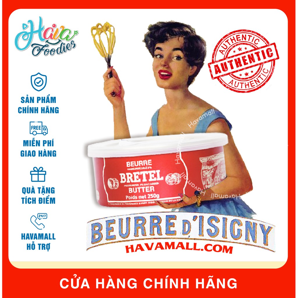 Bơ Đồng Tiền Bretel Pháp Hộp Thiếc Màu Đỏ 250gr