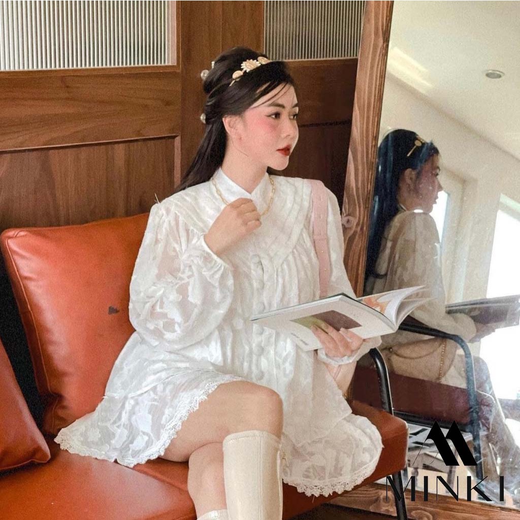 🌸SET ÁO VÀ CHÂN VÁY MIDI TRẮNG VÂN NÚT BỌC - CHẤT LIỆU REN HOA VÂN CAO CẤP - TRẮNG SANG TRỌNG | BigBuy360 - bigbuy360.vn