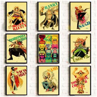 Tranh Treo Tường In Hình Nhân Vật Monkey Luffy Zorro ACE Trong Phim Hoạt Hình One Piece