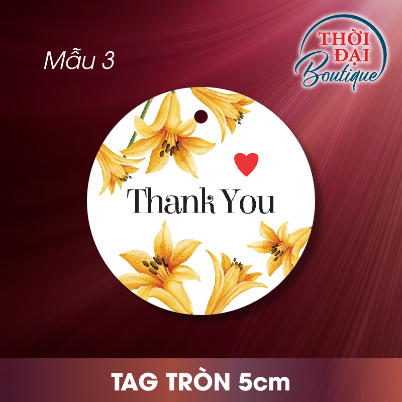 100c - Tag treo / Thẻ treo giấy "Thank You" Flower Decor  - Nhiều mẫu