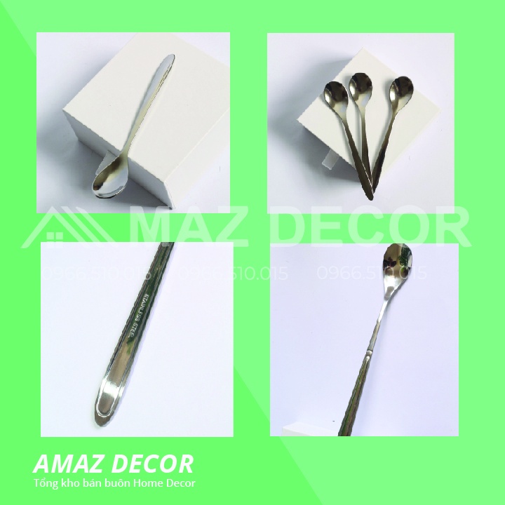 SALE GIÁ SỈ TẠI XƯỞNG Bộ thìa muỗng khuấy pha cafe cà phê sữa đá inox NHỠ 16,5CM sáng bóng đẹp cao cấp dày dặn