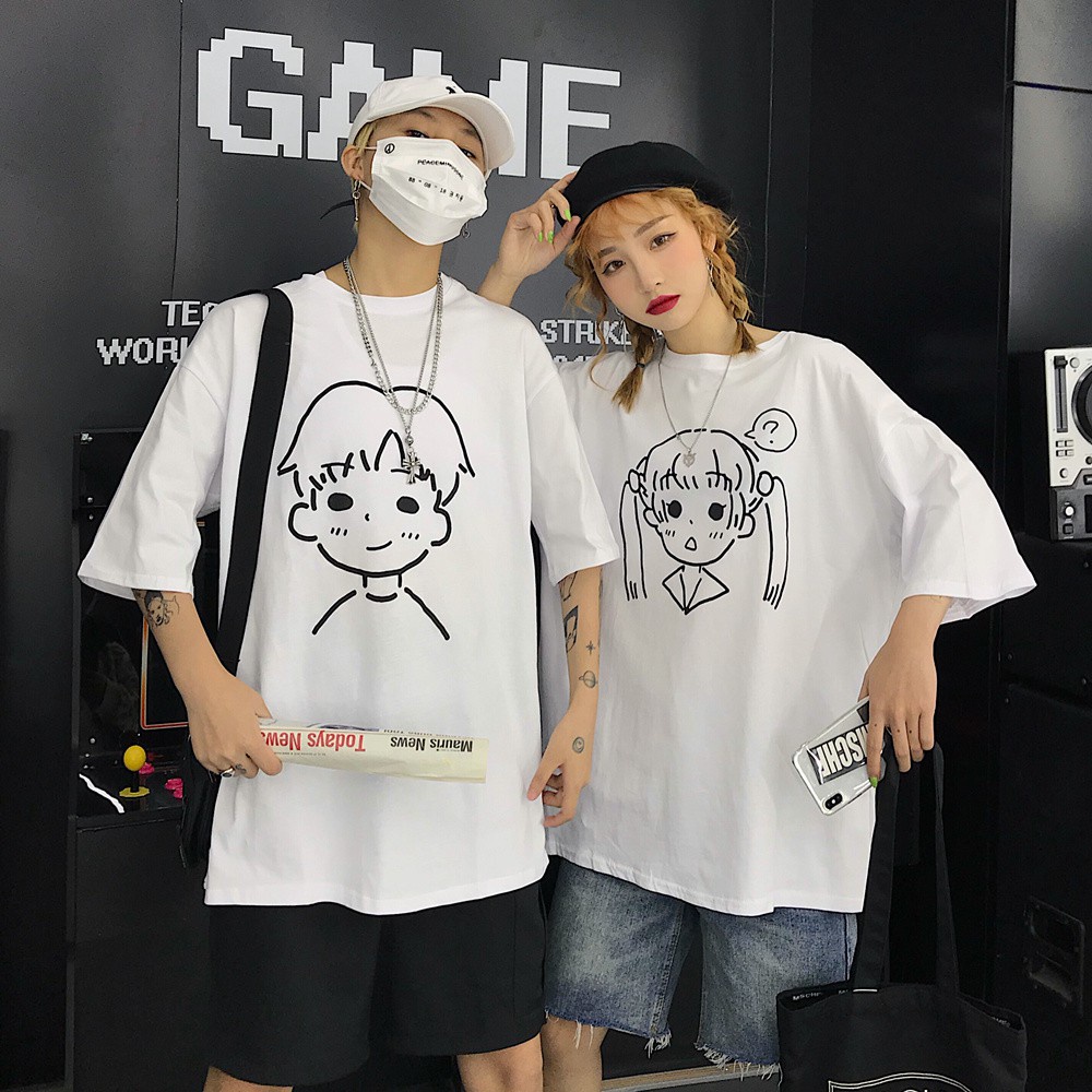 Áo Thun Tay lỡ Fom rộng , chất 100% cotton cao cấp ,in chibi nam , nữ