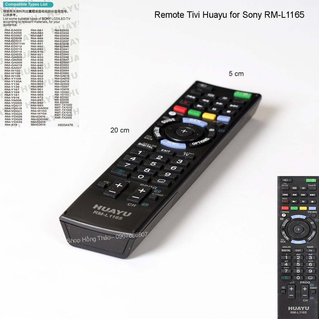 Remote Tivi Sony Huayu RM L1165