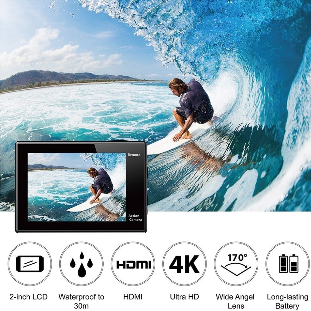 Camera Hành Trình Eken Ultra HD Wifi Quay Video 4K Tặng Đầy Đủ Bộ Phụ Kiện Sports Lắp Đặt Trên Cả Ô Tô Xe Máy Chính Hãng