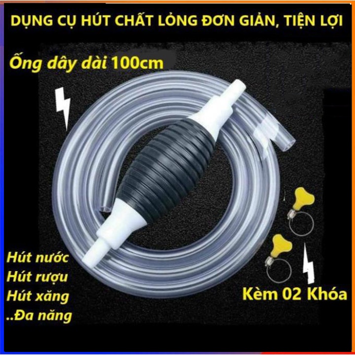 Bơm hút chất lỏng đa năng kèm 2 khóa (Dài 100cm) Dụng cụ hút nước, rượu,bia, xăng dầu