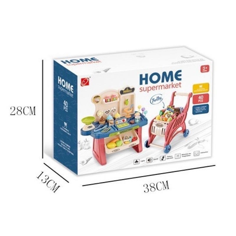 ĐỒ CHƠI BÁN KEM KÈM XE ĐẨY HOME SUPERMARKET 40 PCS