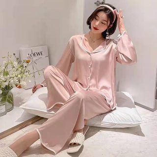 Set Đồ Ngủ Dài Tay Vải Phi Bóng Cho Nữ