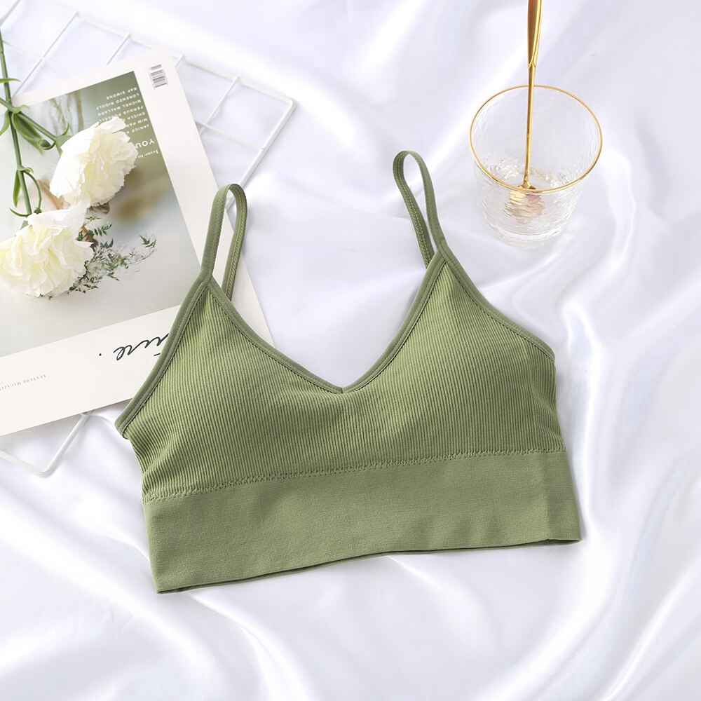 Áo bra ECMLN kiểu võng hở lưng kẻ sọc gân thời trang