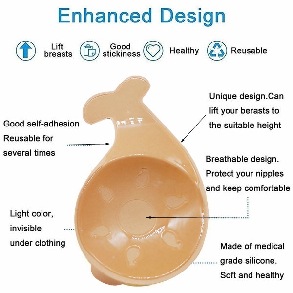 Miếng dán ngực AOWEINISI silicone nâng ngực vô hình thoáng khí thiết kế đáng yêu dành cho nữ