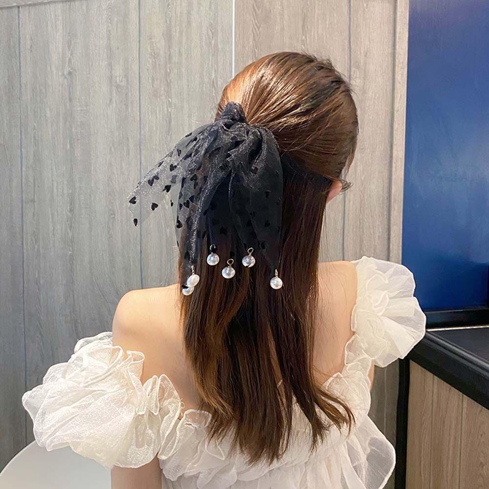 Dây Cột Tóc Ruy Băng Lưới Họa Tiết Chấm Bi Thời Trang Mùa Hè Cho Nữ
