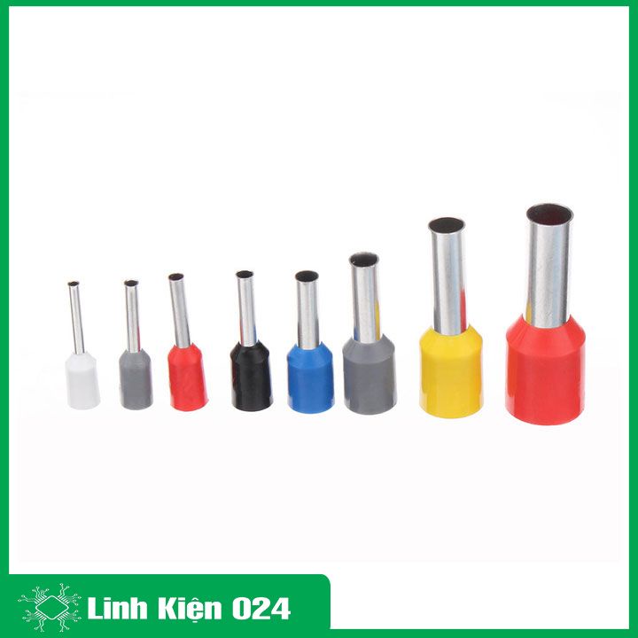 Đầu cos kim đặc PTV1.25-12 màu đỏ vàng xanh dương bọc phủ nhựa (gói 100 chiếc)