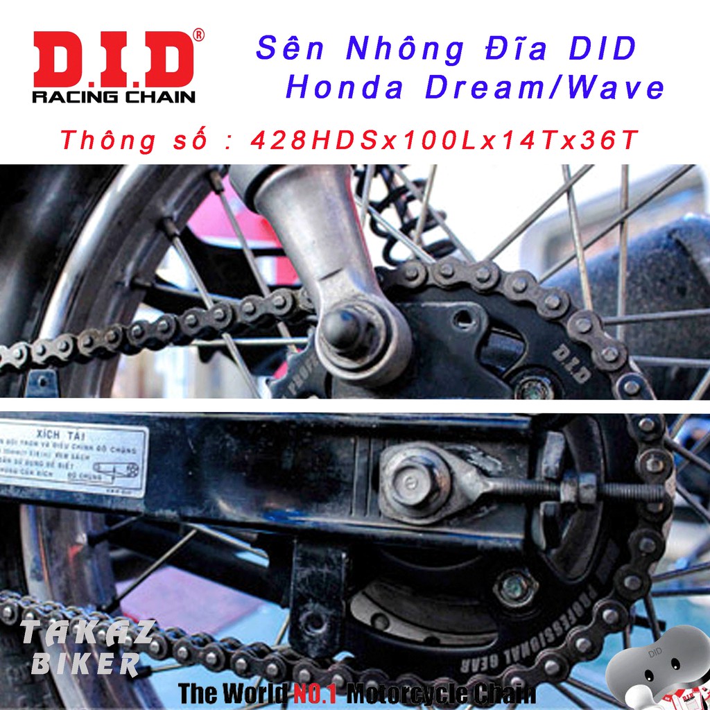 Sên nhông đĩa DID HDS Honda Dream HDS 10 ly Thái Lan B1 mã sp