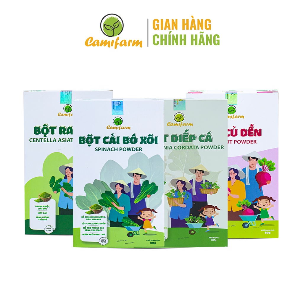 Bột Rau Củ Hỗ Trợ Chăm Sóc Da CAMIFARM Nguyên Chất 100% Combo 4 hộp x 80g