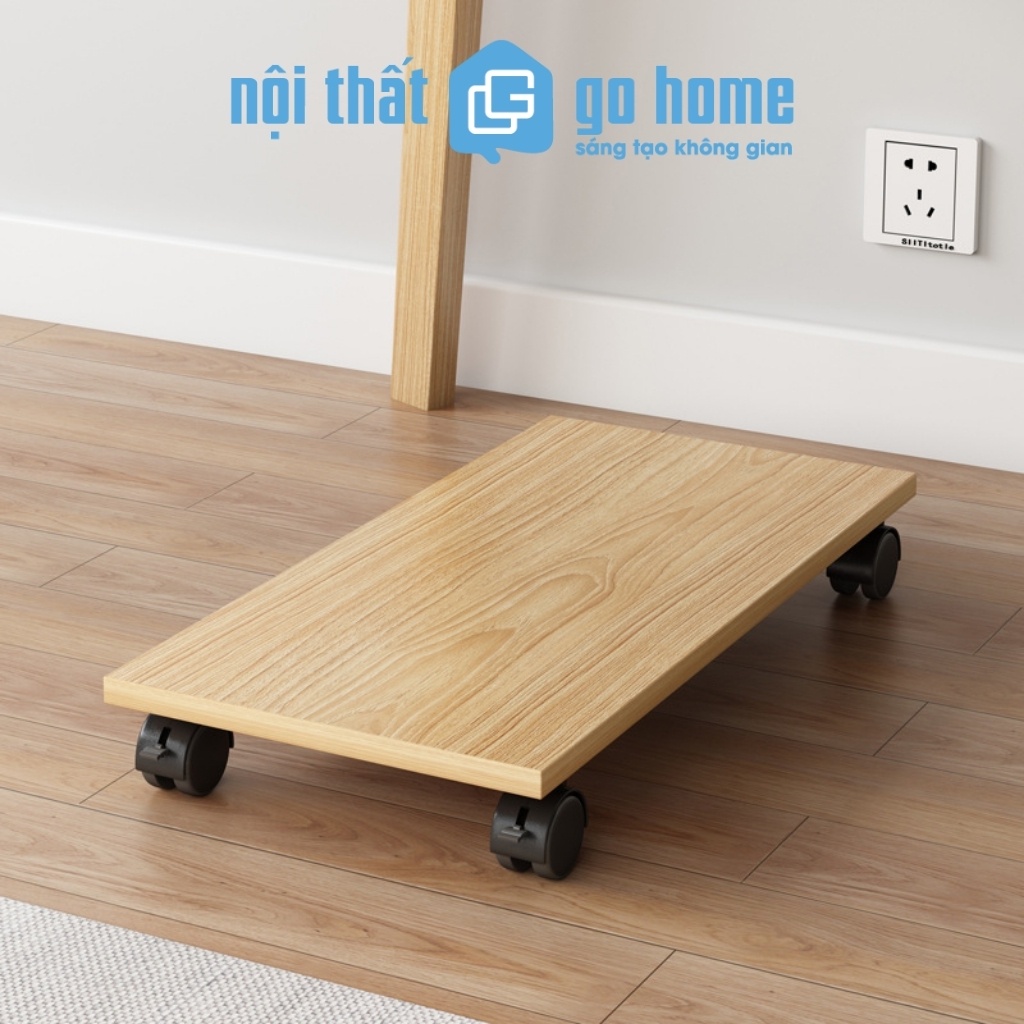 Kệ để cpu máy tính có bánh xe 360°, giá đỡ case máy tính gỗ MDF phủ melamine cao cấp - GO HOME