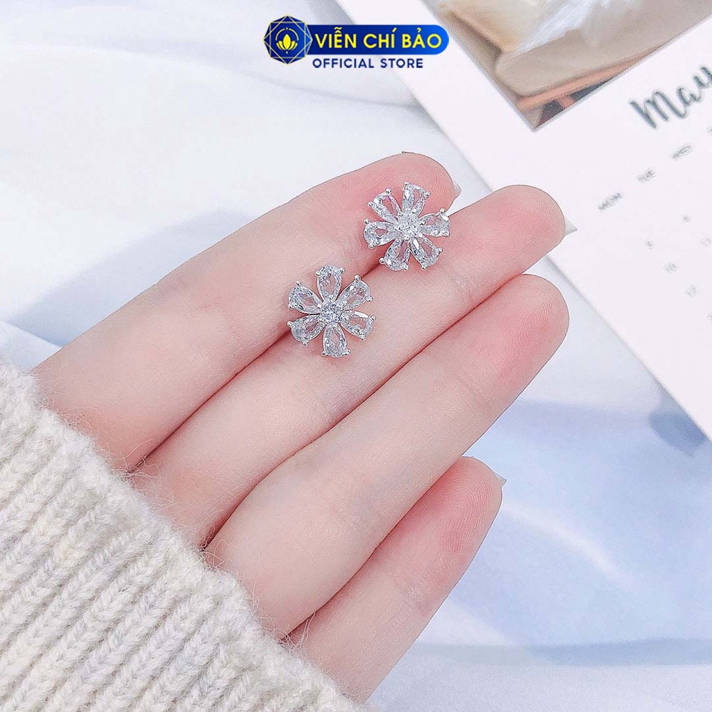 Bông tai bạc nữ hoa 6 cánh chất liệu bạc S925 thời trang phụ kiện trang sức nữ Viễn Chí Bảo B400400x