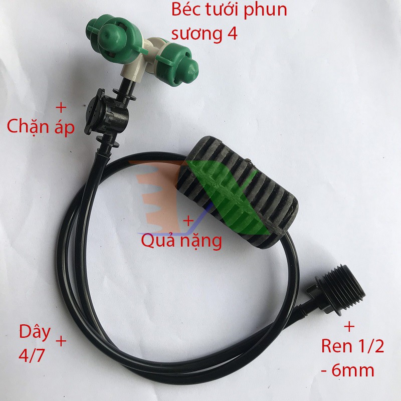 Bộ Béc tưới treo phun sương 4 đầu MT-3088C 32lit/h + khởi thủy ren 21-6mm