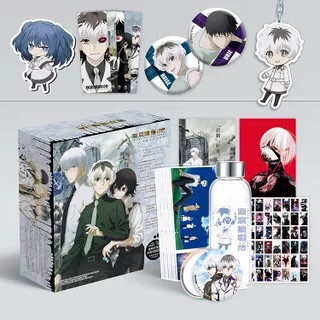 (200) Hộp Quà tặng anime Tokyo Ghoul hộp to có bình nước, ảnh dán, vòng tay, ảnh thẻ, postcard anime chibi